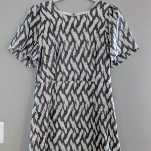 J. Crew Womens Short Flutter Sleeve Ikat Silk Mini Dress Size 8